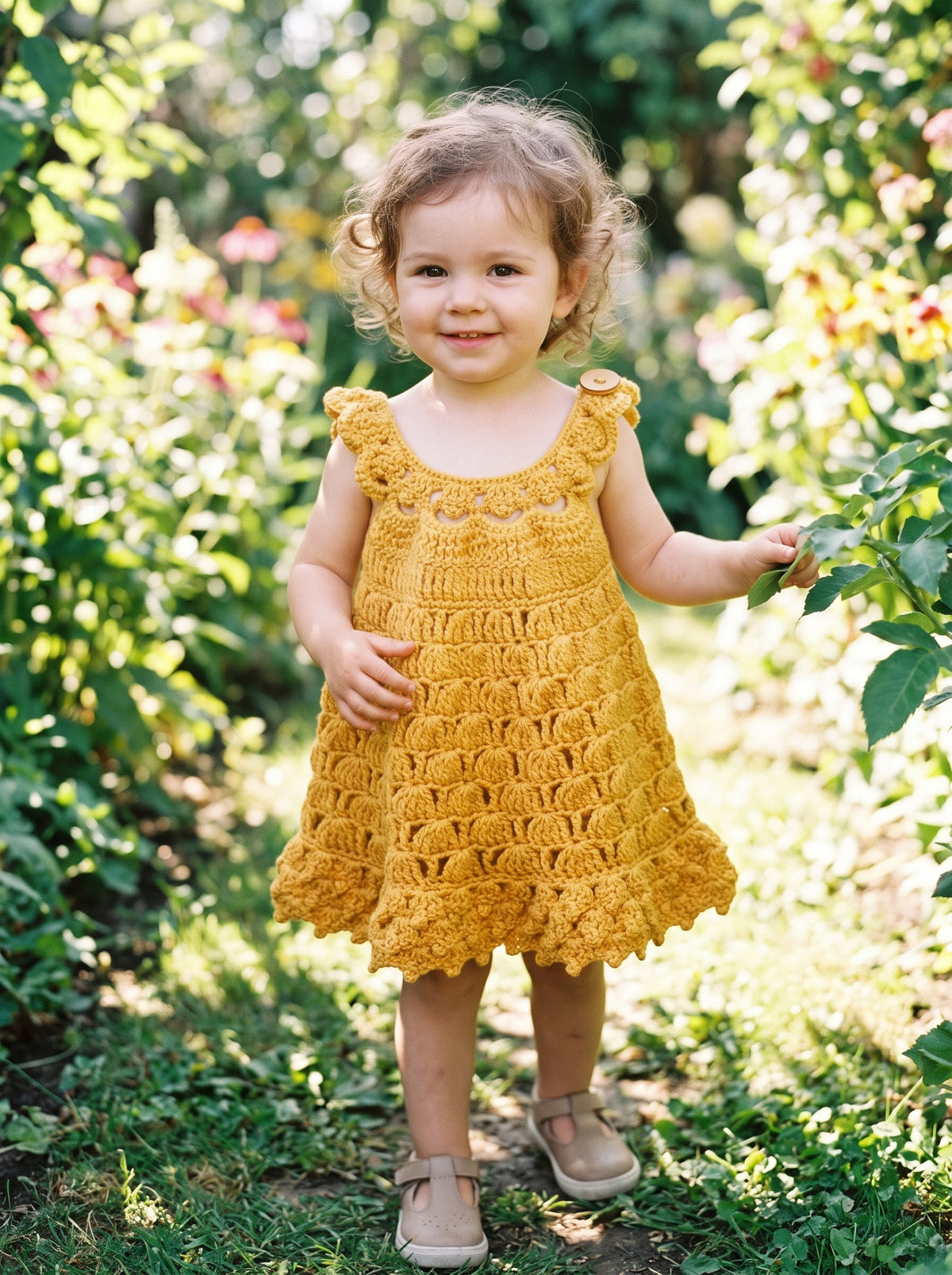 Crochet Baby Dress Pattern PDF – Lacy Halter Dress with Picot Shells & Ruffled Skirt (Sizes 6–12 Months to 5–6 Years)