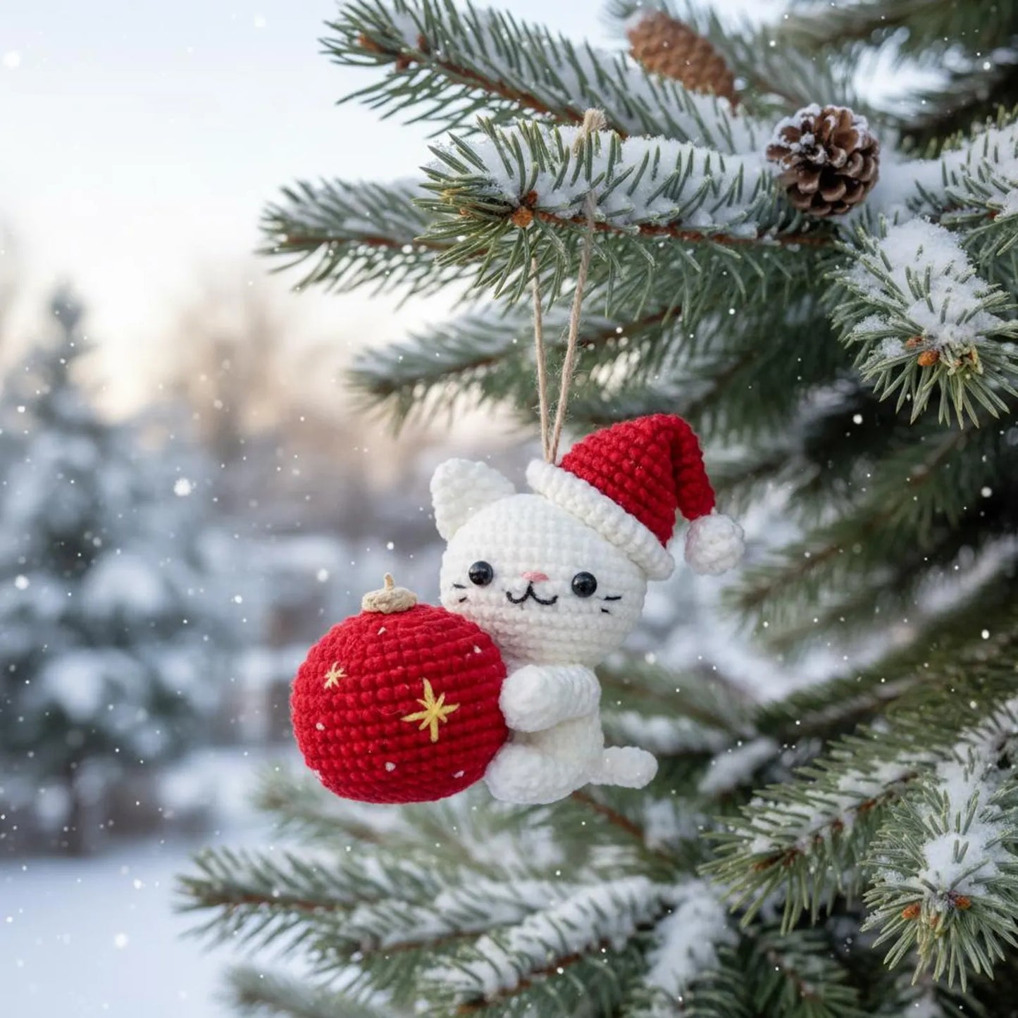 Christmas Cat and Ball Crochet PDF Pattern - Crochety