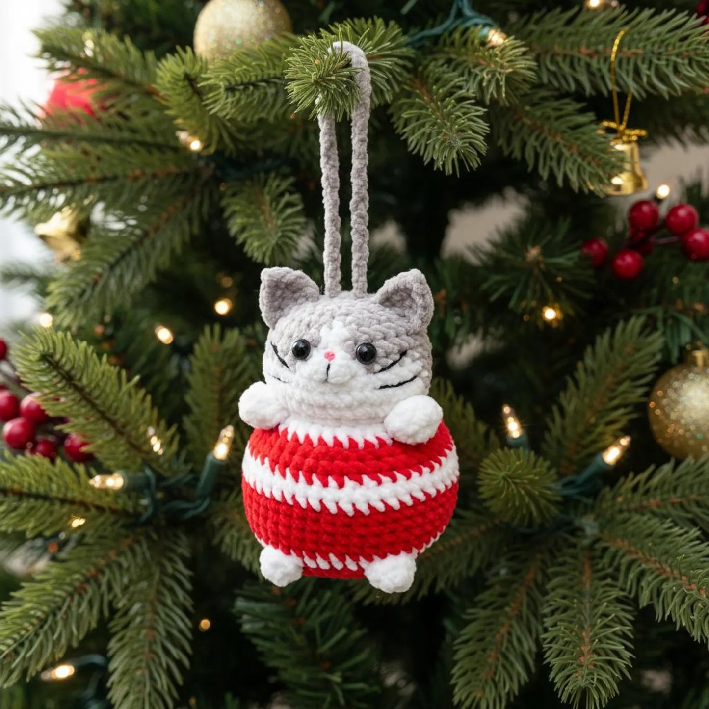 Amigurumi Christmas Cat Ball Pattern Cute Cat Crochet PDF - Crochety