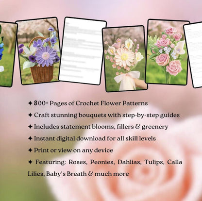 800+ Flower Bouquet Crochet PATTERNS - Crochety