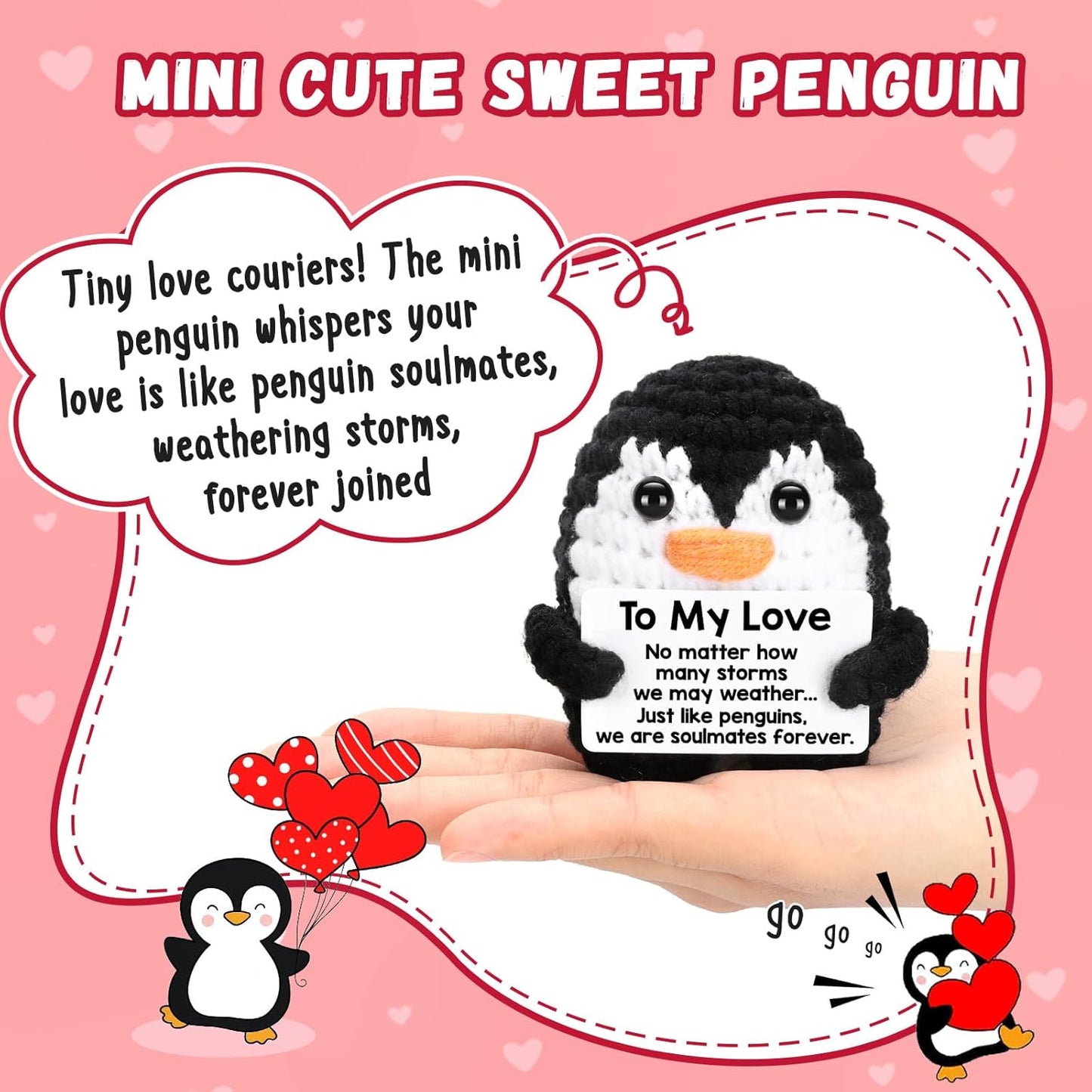Gifts for Him Her Boyfriend Girlfriend Crochet Mini Penguin Anniversary Birthday Gifts Romantic Valentines
