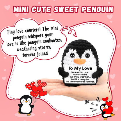 Gifts for Him Her Boyfriend Girlfriend Crochet Mini Penguin Anniversary Birthday Gifts Romantic Valentines