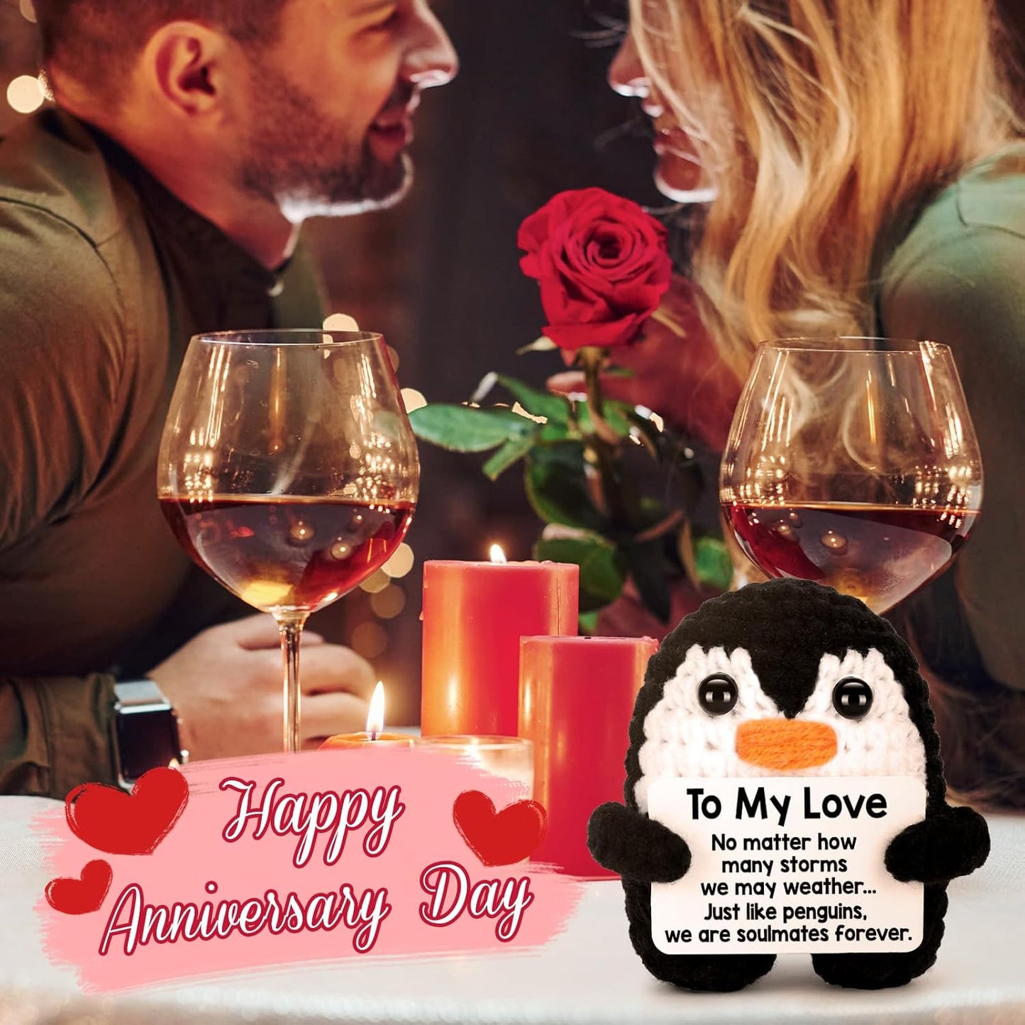 Gifts for Him Her Boyfriend Girlfriend Crochet Mini Penguin Anniversary Birthday Gifts Romantic Valentines