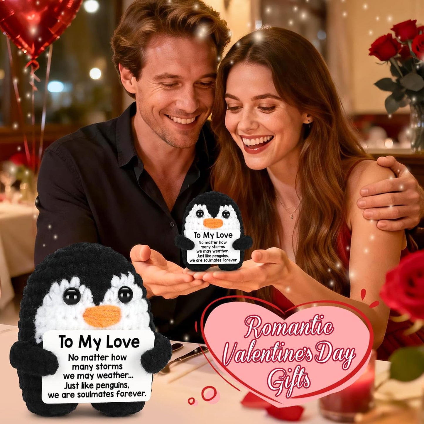 Gifts for Him Her Boyfriend Girlfriend Crochet Mini Penguin Anniversary Birthday Gifts Romantic Valentines