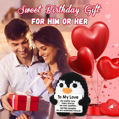 Gifts for Him Her Boyfriend Girlfriend Crochet Mini Penguin Anniversary Birthday Gifts Romantic Valentines
