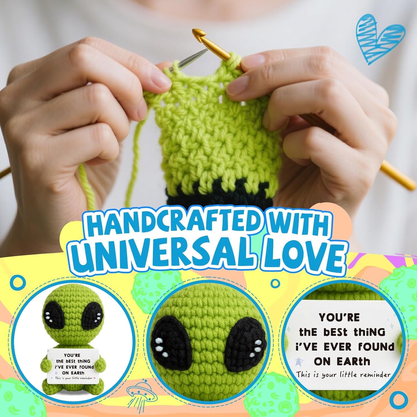 Gifts for Him Her Boyfriend Girlfriend Crochet Alien Valentine's Day Anniversary Birthday Funny Romantic