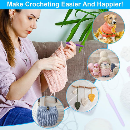 Crochet Hooks 12 Sizes Crochet Hook Set Knitting Needles with Ergonomic Handles with Blue Case