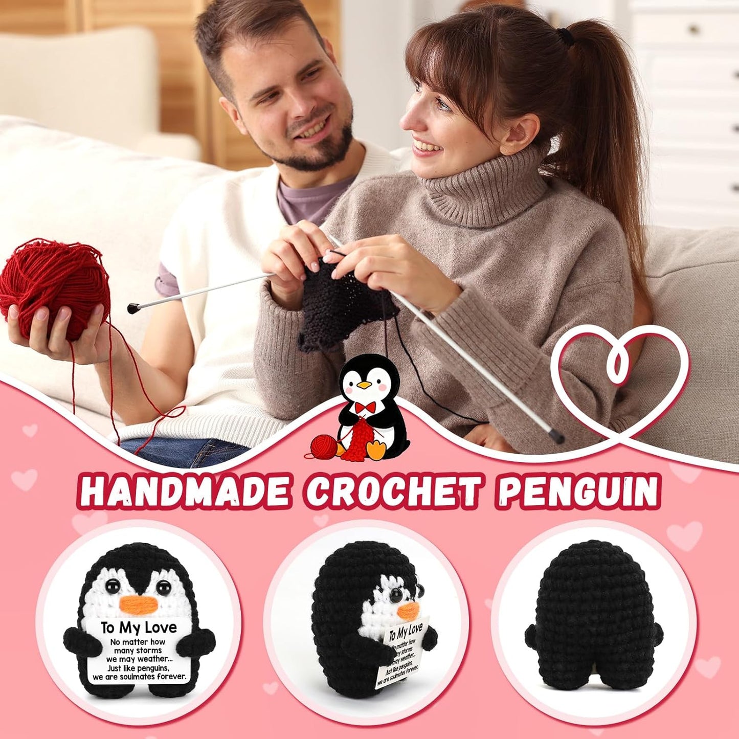 Gifts for Him Her Boyfriend Girlfriend Crochet Mini Penguin Anniversary Birthday Gifts Romantic Valentines