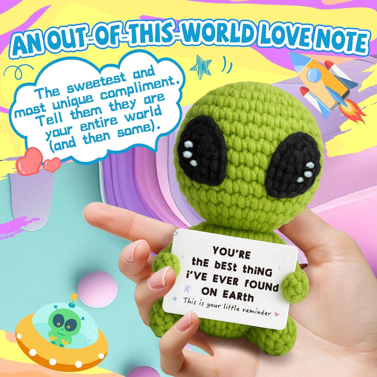 Gifts for Him Her Boyfriend Girlfriend Crochet Alien Valentine's Day Anniversary Birthday Funny Romantic