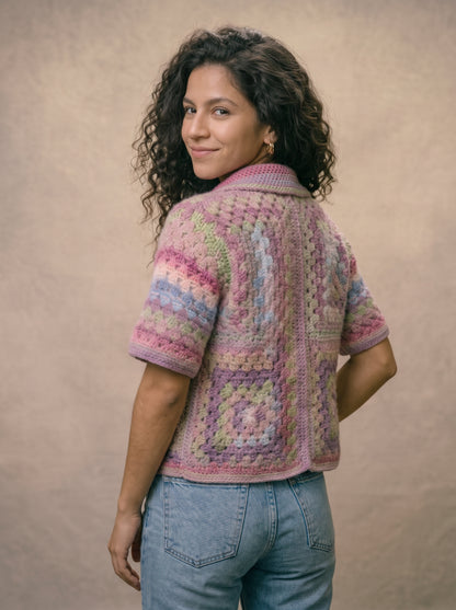 Crochet Granny Cabana Shirt Pattern PDF | Easy Granny Square Collared Shirt, Sizes XS–5XL