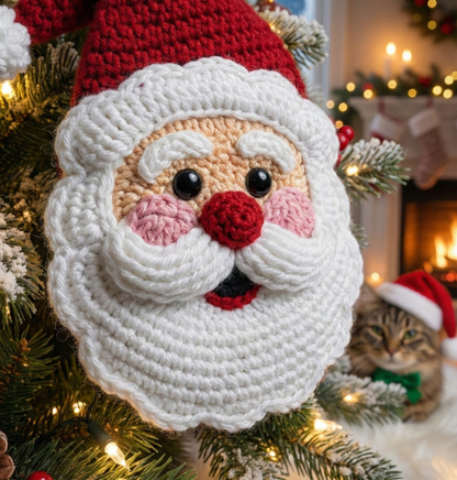 Santa Claus Ornament Crochet Pattern Christmas Holiday Wall or Tree Decor