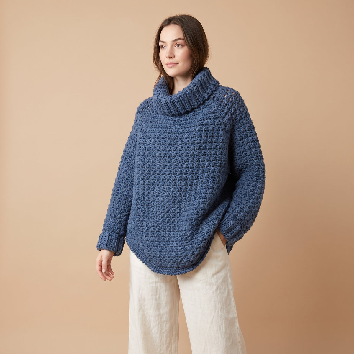 Crochet Cowl Pullover Pattern – Easy Raglan Sweater with Cowl Collar (PDF, Sizes XS–4XL) - Crochet Pattern.