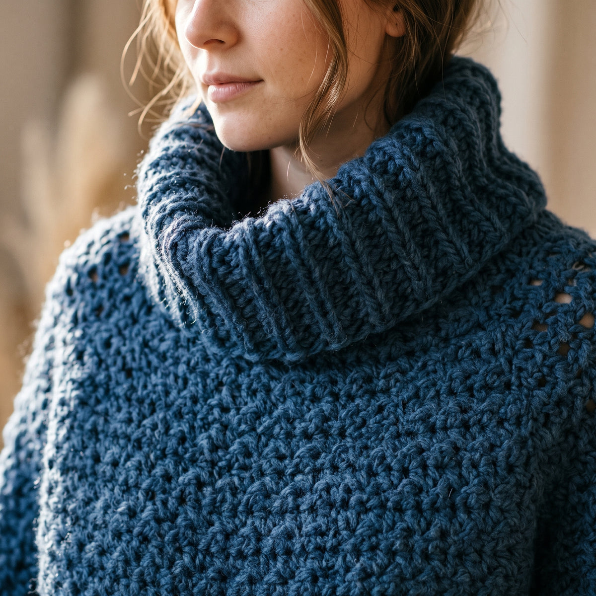 Crochet Cowl Pullover Pattern – Easy Raglan Sweater with Cowl Collar (PDF, Sizes XS–4XL) - Crochet Pattern.