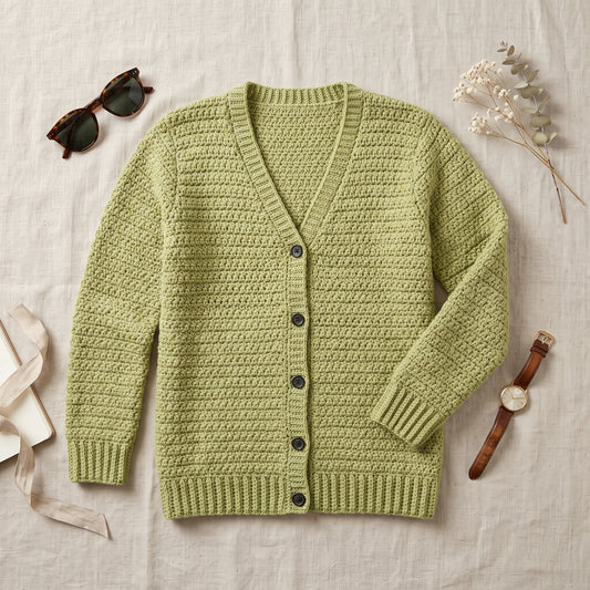 Crochet V-Neck Cardigan Pattern – Her & His Version | Sizes XS/S–4/5XL