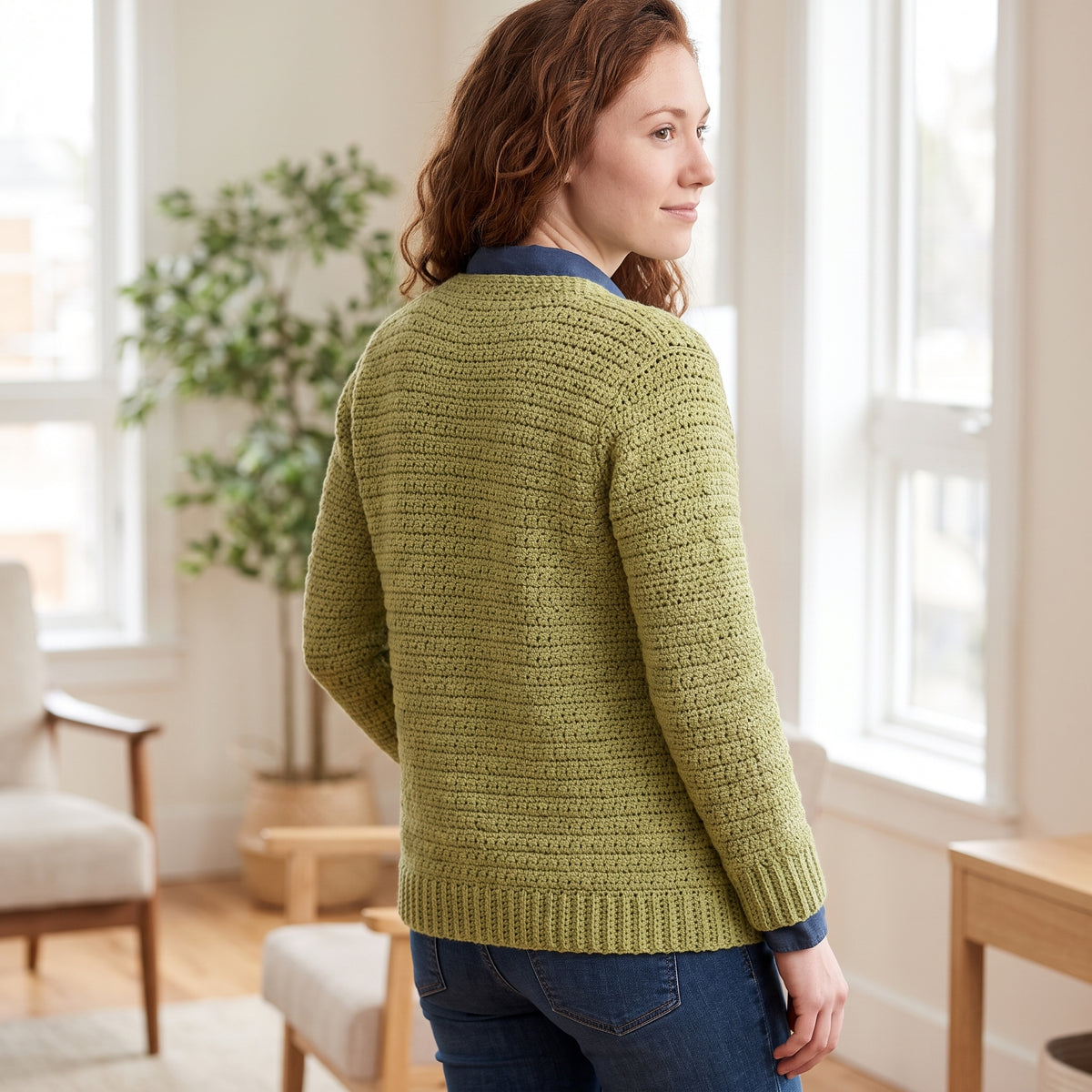 Crochet V-Neck Cardigan Pattern – Her & His Version | Sizes XS/S–4/5XL