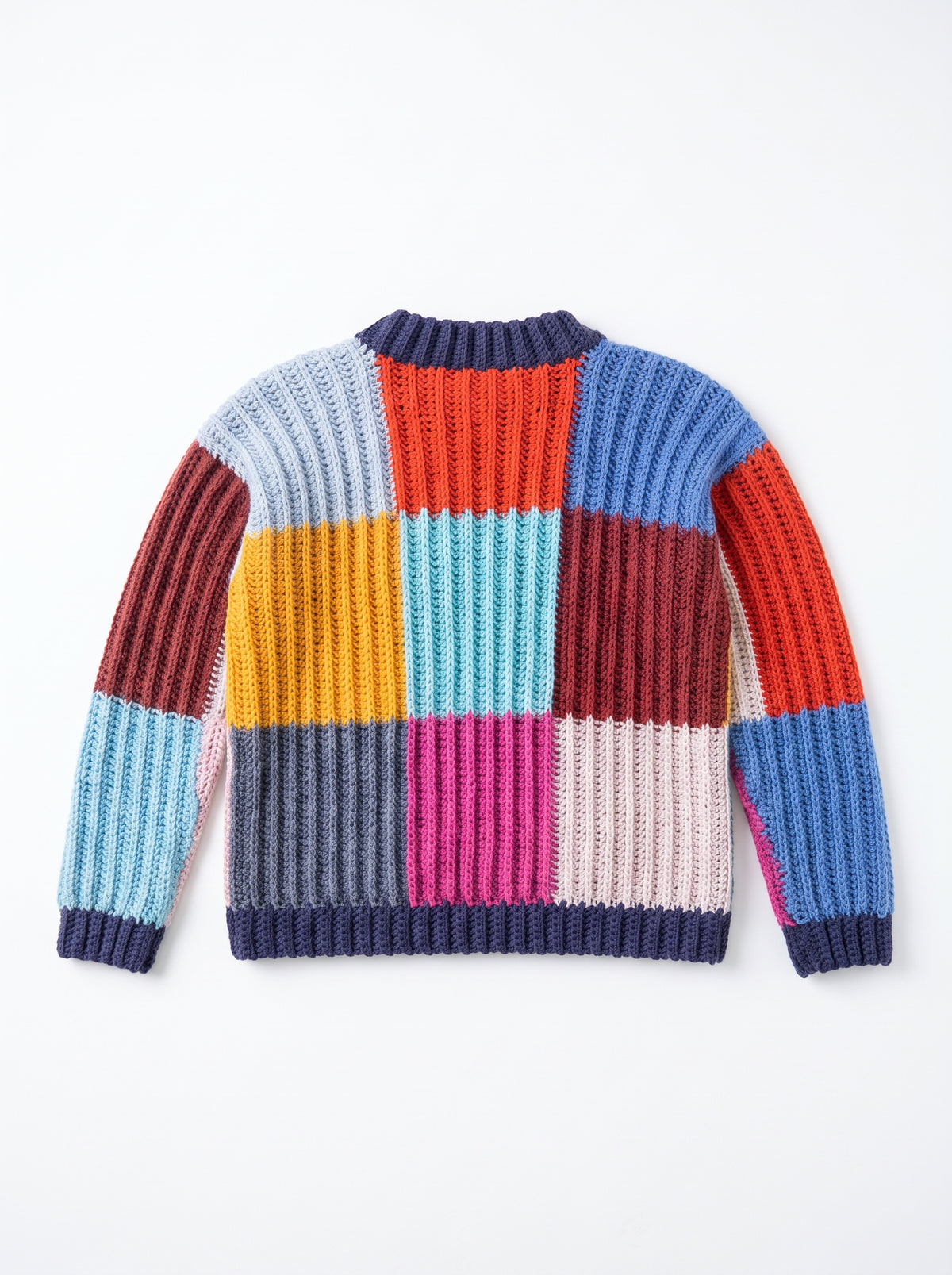 Boxy Checks Crochet Sweater Pattern – Colorblock Patchwork Pullover PDF (XS/S–4/5XL) | Crochety Pattern