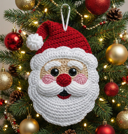 Santa Claus Ornament Crochet Pattern Christmas Holiday Wall or Tree Decor