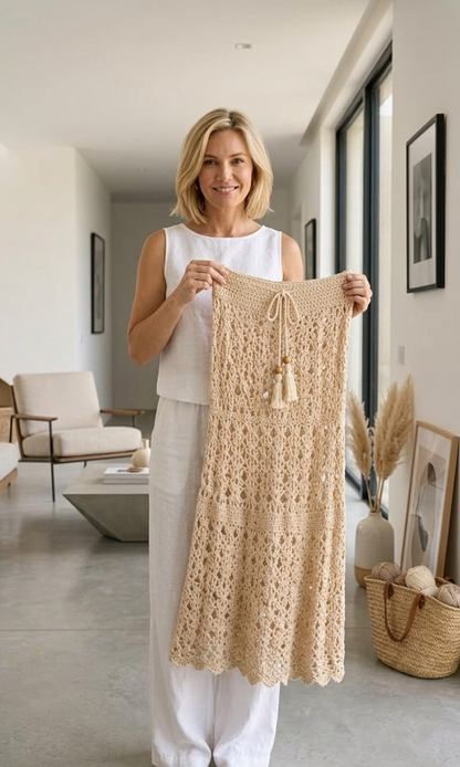 Summer Lace Maxi Skirt Crochet Pattern Beach Cover Up - Crochety