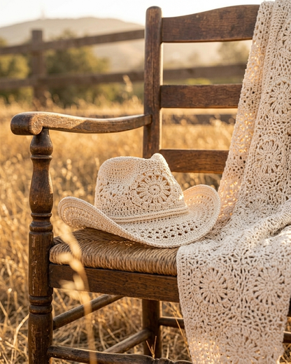 Cowboy Hat Crochet Pattern Cowgirl Sun Cap Boho Lace PDF - Crochety