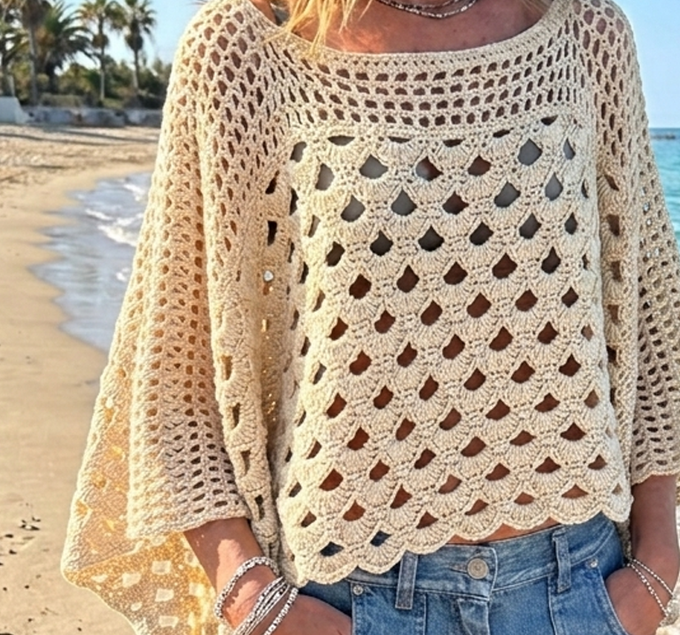 Summer Crochet Pattern Sweater Blouse openwork Crochet Cozy knit - Crochety