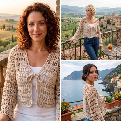 Breezy Mesh Tie-Front Crochet Pattern Easy Cropped Mesh Top Beginner Summer XS-5XL