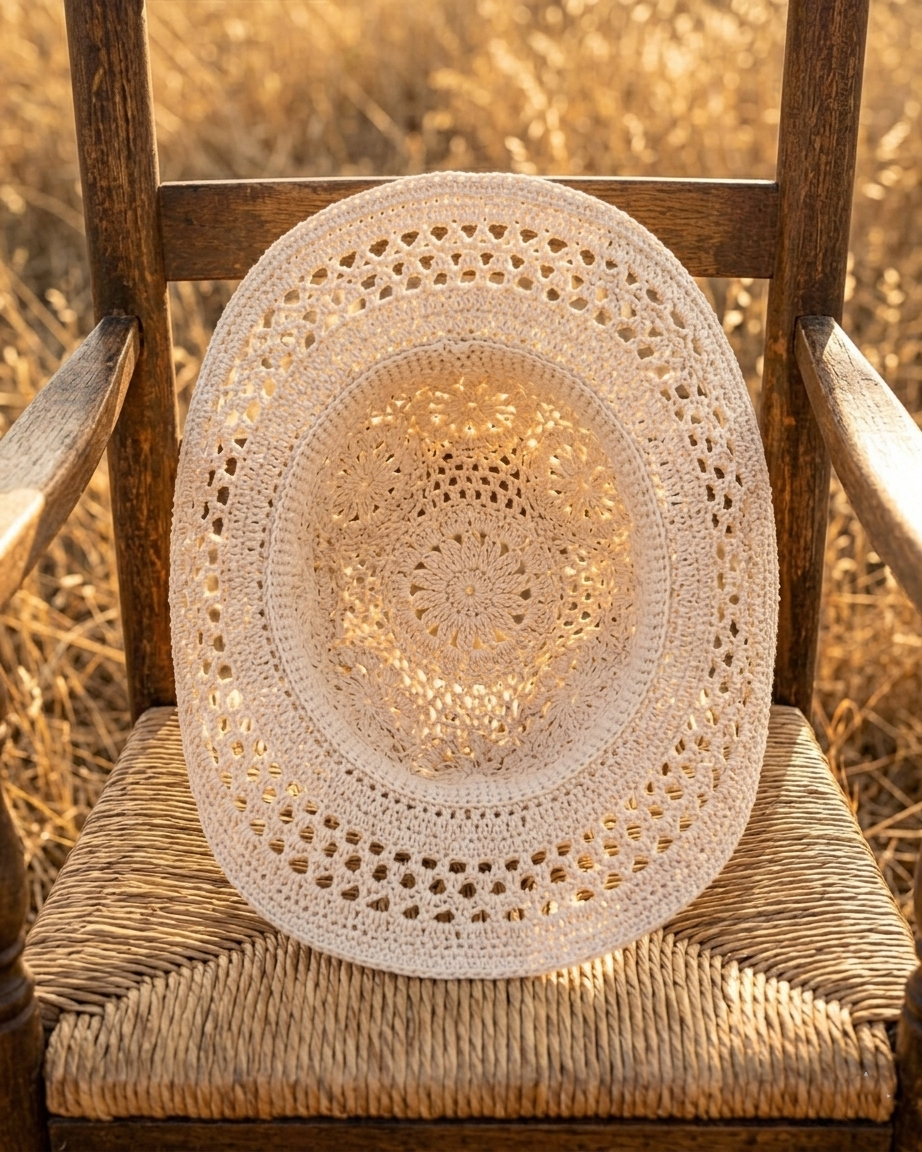 Cowboy Hat Crochet Pattern Cowgirl Sun Cap Boho Lace PDF - Crochety