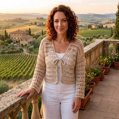 Breezy Mesh Tie-Front Crochet Pattern Easy Cropped Mesh Top Beginner Summer XS-5XL