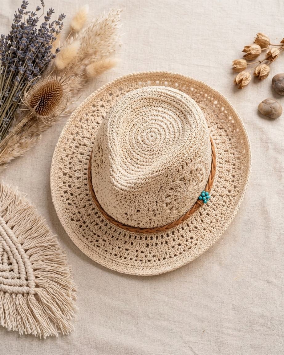 Cowboy Hat Crochet Pattern Cowgirl Sun Cap Boho Lace PDF - Crochety
