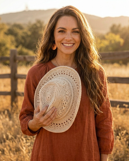 Cowboy Hat Crochet Pattern Cowgirl Sun Cap Boho Lace PDF - Crochety