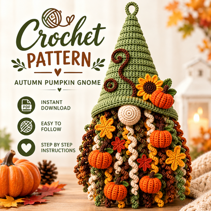 Autumn Pumpkin Gnome Crochet Pattern, Cute Fall & Thanksgiving Decor | Crochety