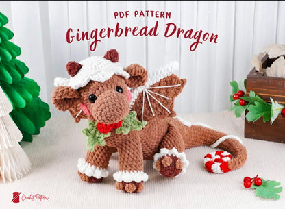 Christmas Amigurumi Gingerbread Dragon Crochet Pattern - Crochety