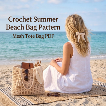 Crochet Summer Beach Bag Pattern Mesh Tote Bag PDF - Crochety