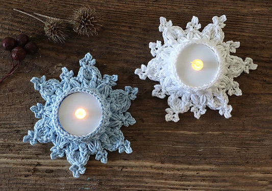 Snowflake LED Tea Light Holders Crochet Pattern - Crochet Patterny