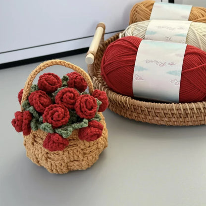 Rose Coaster & Flower Basket Crochet Pattern 5 languages - Crochety
