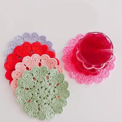 Crochet Heart & Flower Coaster Pattern Easy DIY House Decor - Crochety