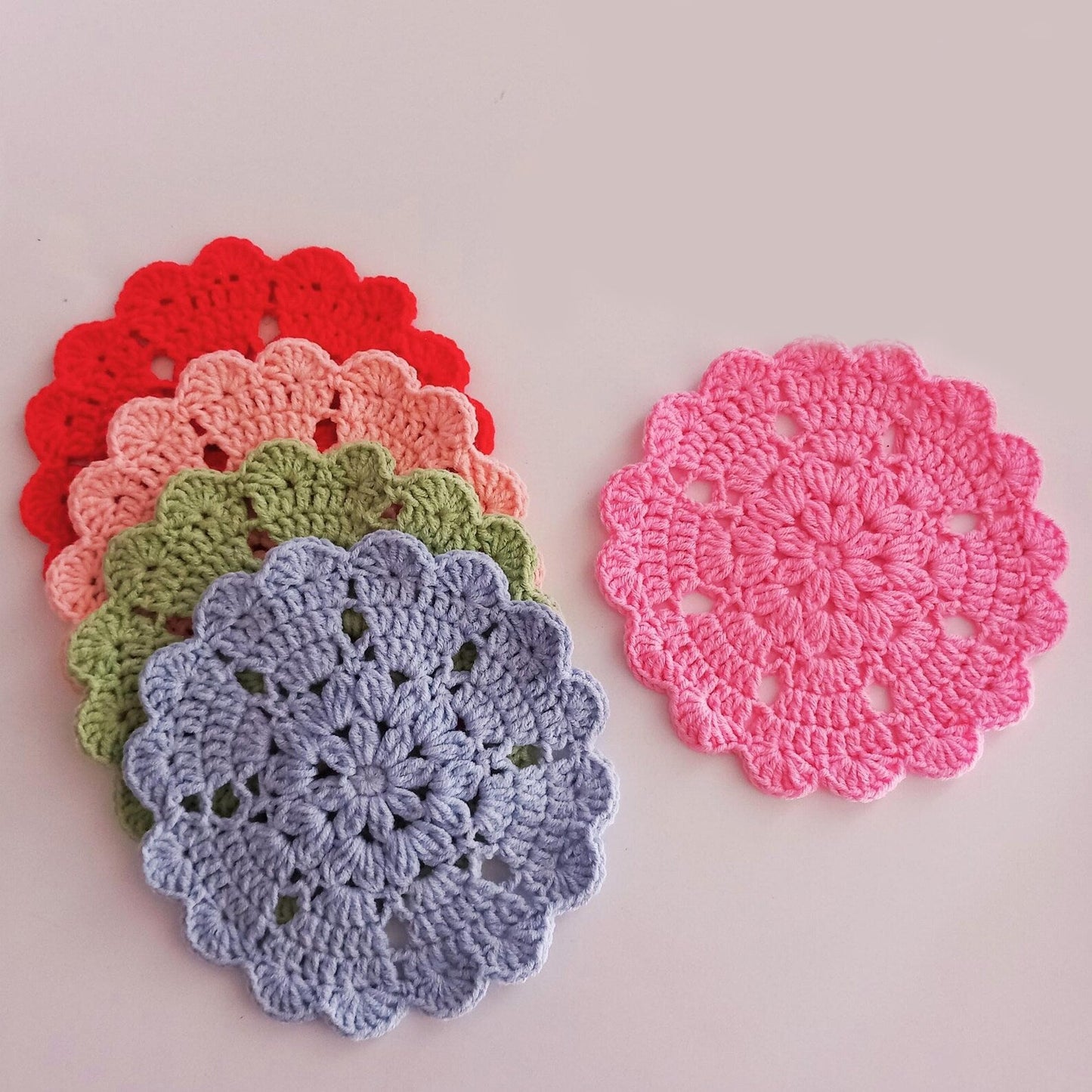 Crochet Heart & Flower Coaster Pattern Easy DIY House Decor - Crochety