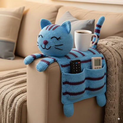 Crochet Cat Sofa Arm Organizer Pattern Couch Caddy PDF - Crochety