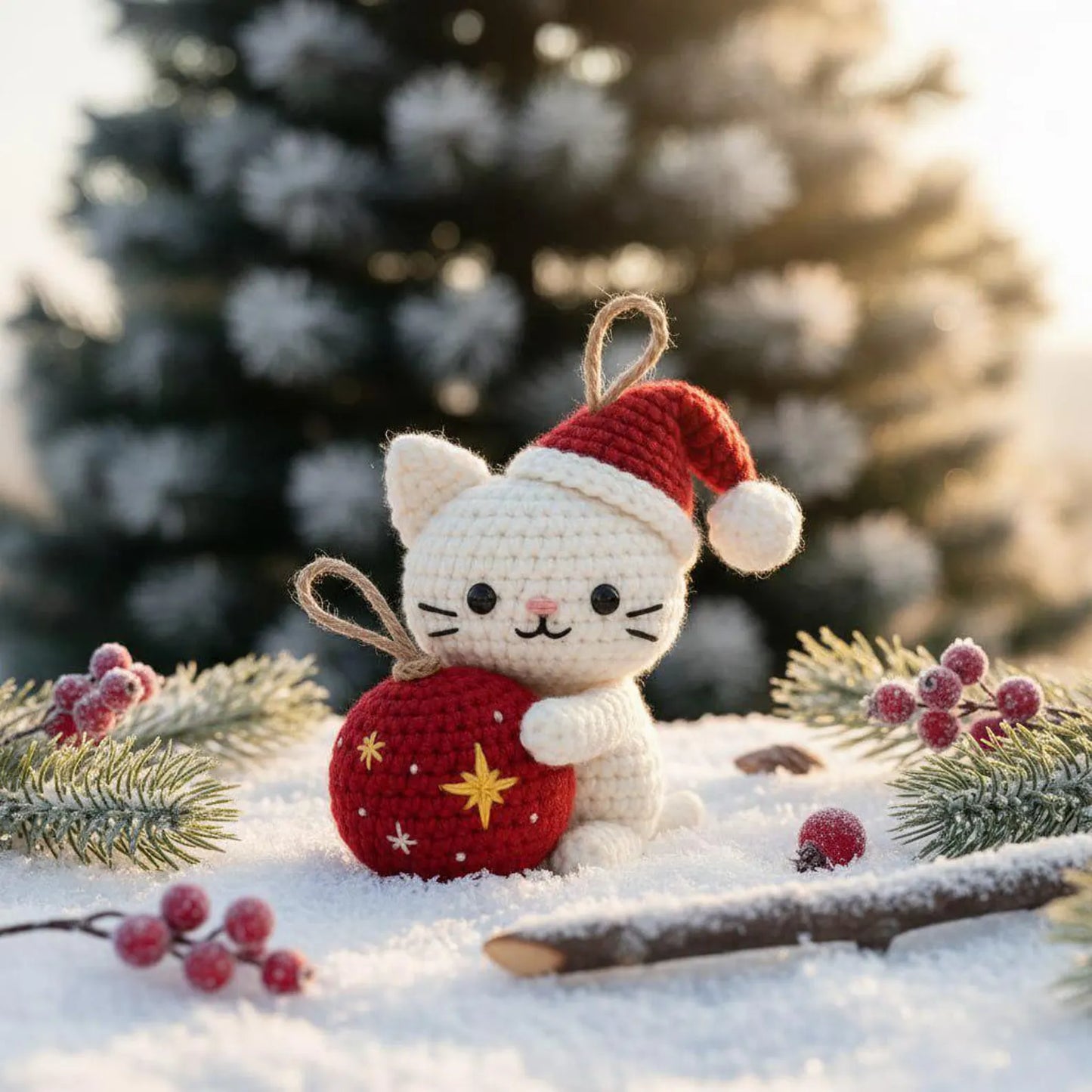Christmas Cat and Ball Crochet PDF Pattern - Crochety