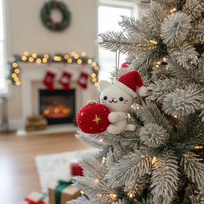 Christmas Cat and Ball Crochet PDF Pattern - Crochety