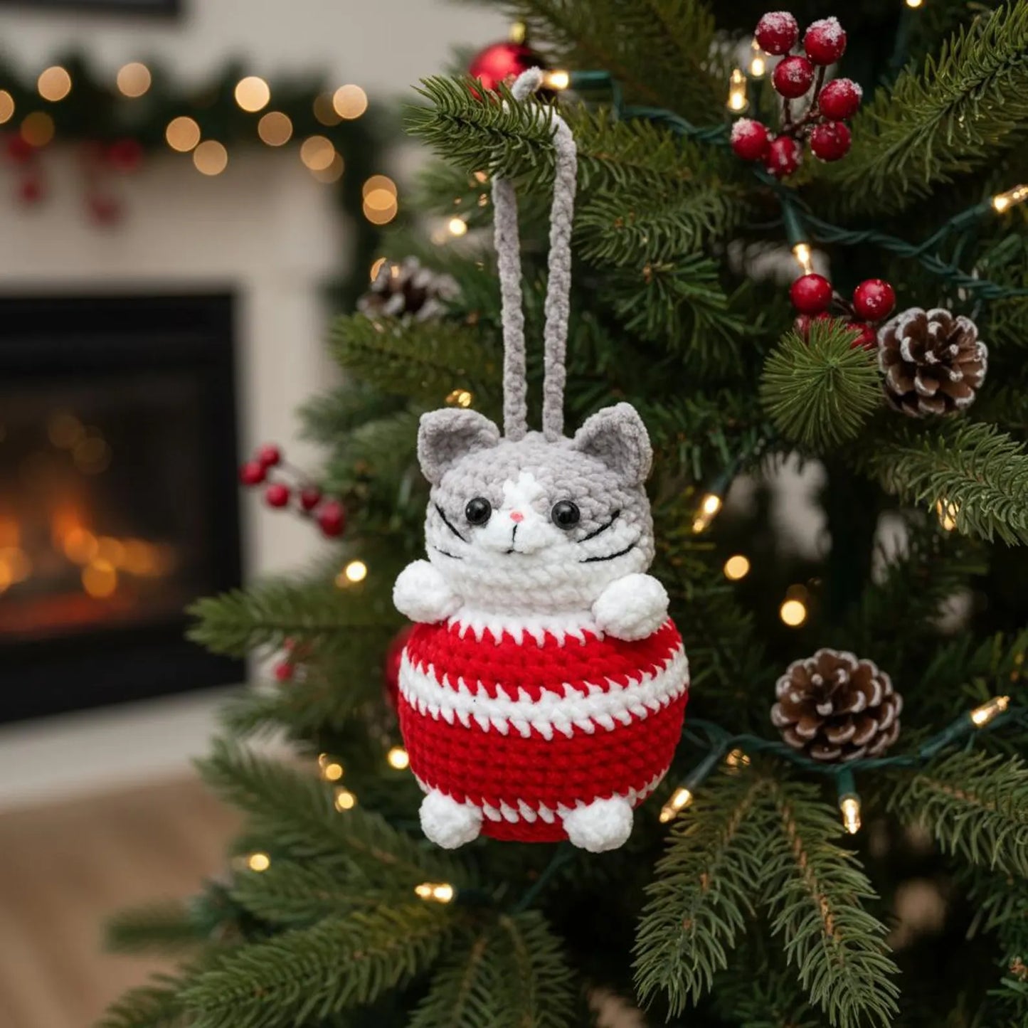 Amigurumi Christmas Cat Ball Pattern Cute Cat Crochet PDF - Crochety