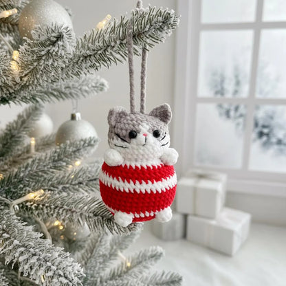 Amigurumi Christmas Cat Ball Pattern Cute Cat Crochet PDF - Crochety