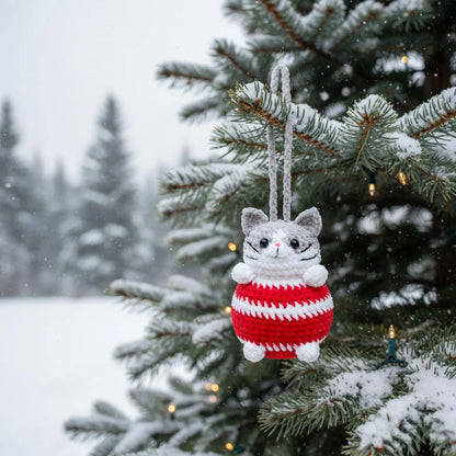 Amigurumi Christmas Cat Ball Pattern Cute Cat Crochet PDF - Crochety