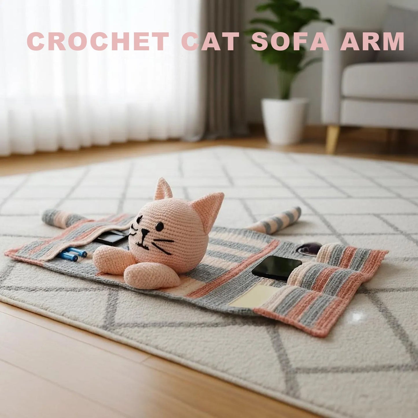 Crochet Cat Sofa Arm Organizer Pattern Couch Caddy PDF - Crochety