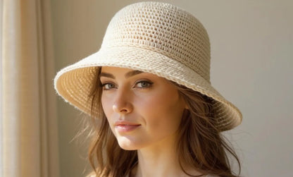 Bucket Hat Crochet Pattern Handmade Straw Hat for Beginners Summer Sun Hat Beach