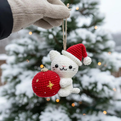 Christmas Cat and Ball Crochet PDF Pattern - Crochety
