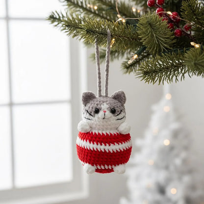 Amigurumi Christmas Cat Ball Pattern Cute Cat Crochet PDF - Crochety