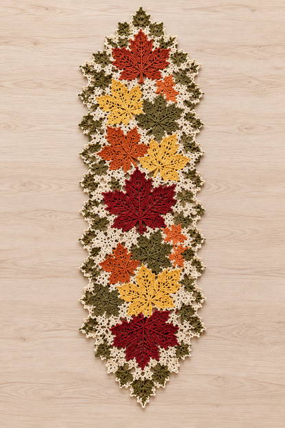 Maple Leaf Crochet Table Runner Pattern - Elegant Fall & Thanksgiving Decor | Crochety
