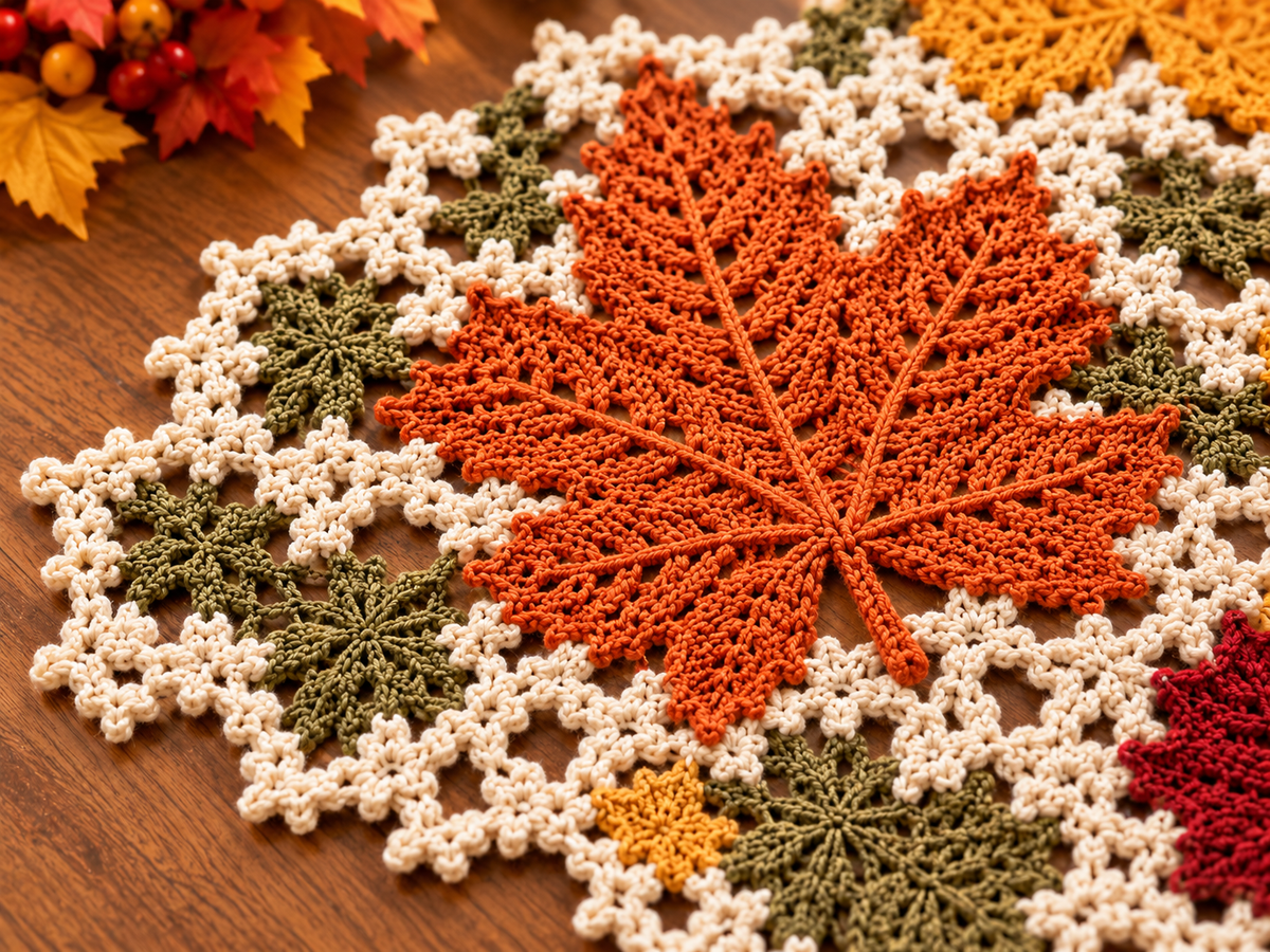 Maple Leaf Crochet Table Runner Pattern - Elegant Fall & Thanksgiving Decor | Crochety