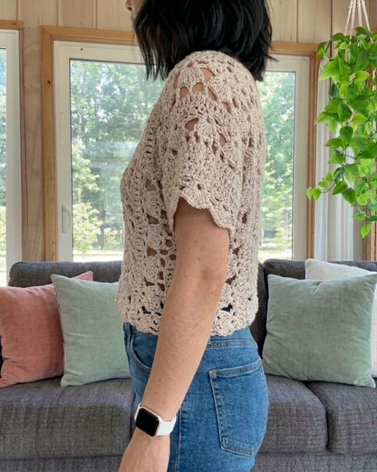Crochet Pattern Top Summer Crochet Tee Beginner Beachy Shirt PDF XS–5XL
