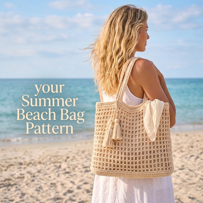 Crochet Summer Beach Bag Pattern Mesh Tote Bag PDF - Crochety